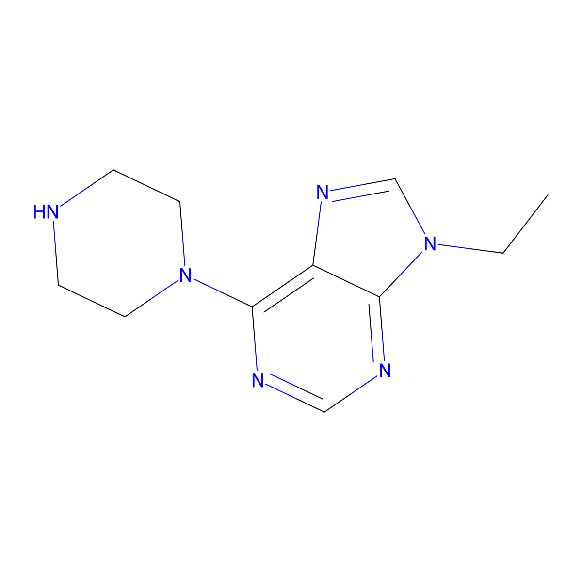 9-ethyl-6-(piperazin-1-yl)-9H-purine molecular structure, CAS 1554330-46-9