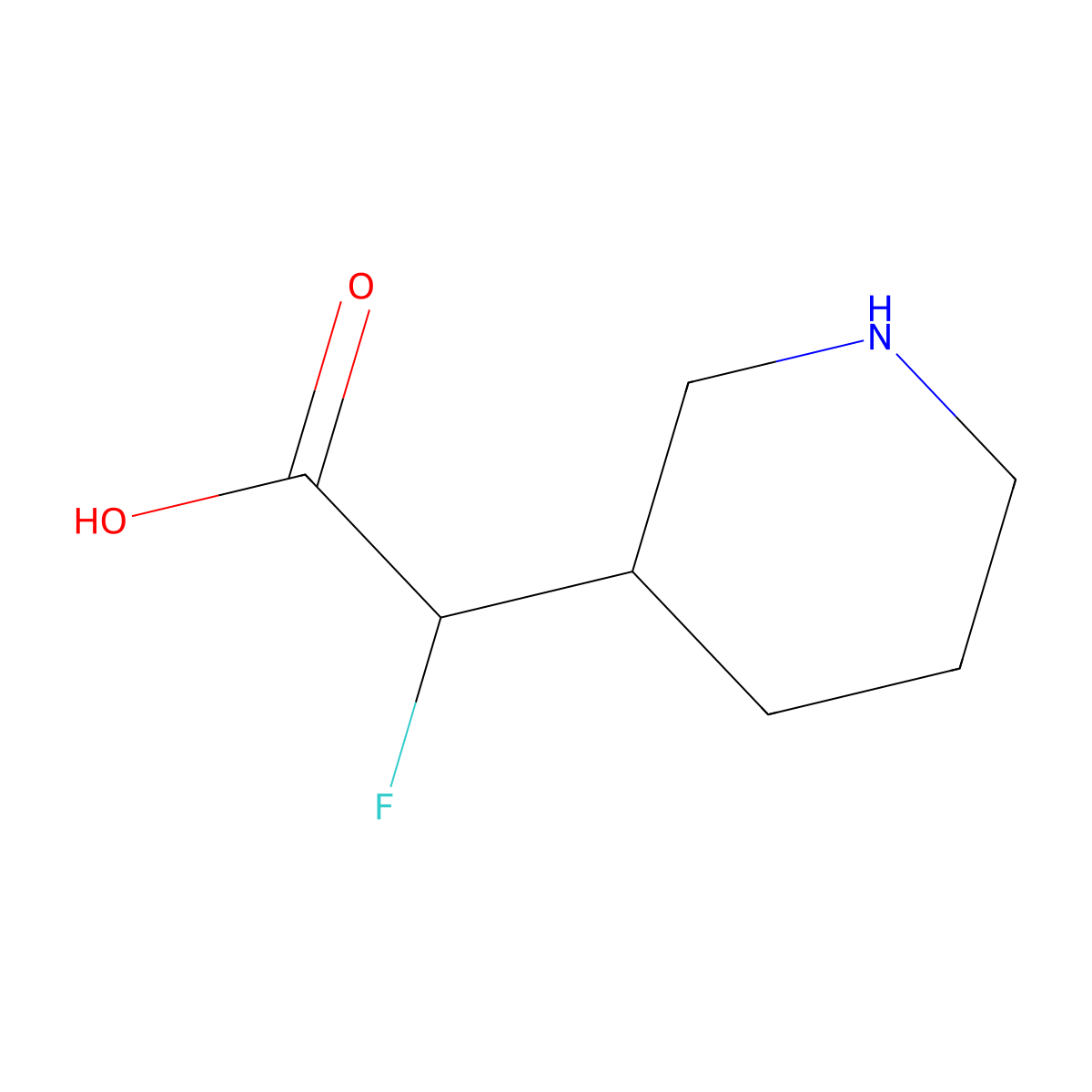 2-Fluoro-2-(piperidin-3-yl)acetic acid molecular structure, CAS 1554343-26-8