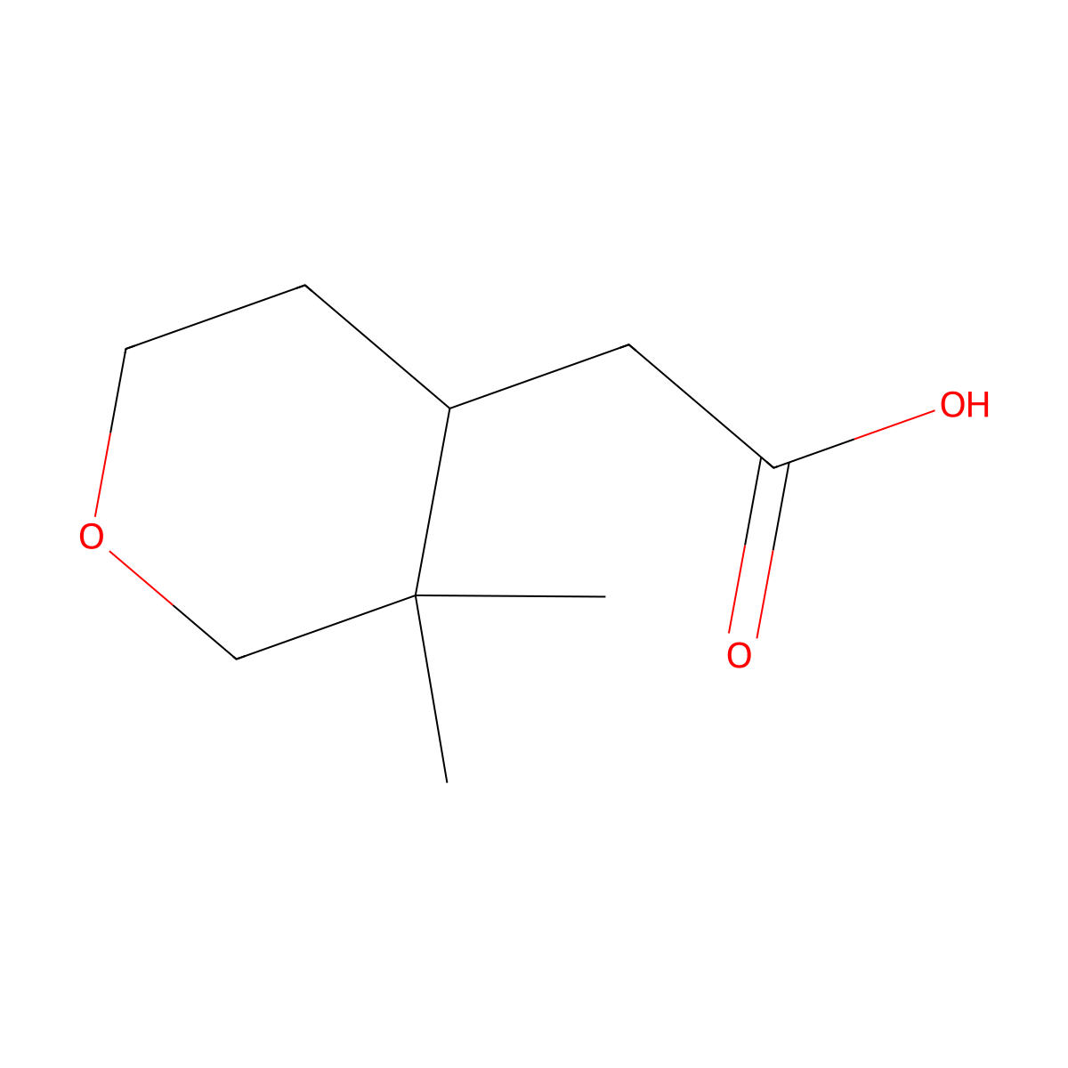 2-(3,3-Dimethyloxan-4-yl)acetic acid molecular structure, CAS 1554343-80-4