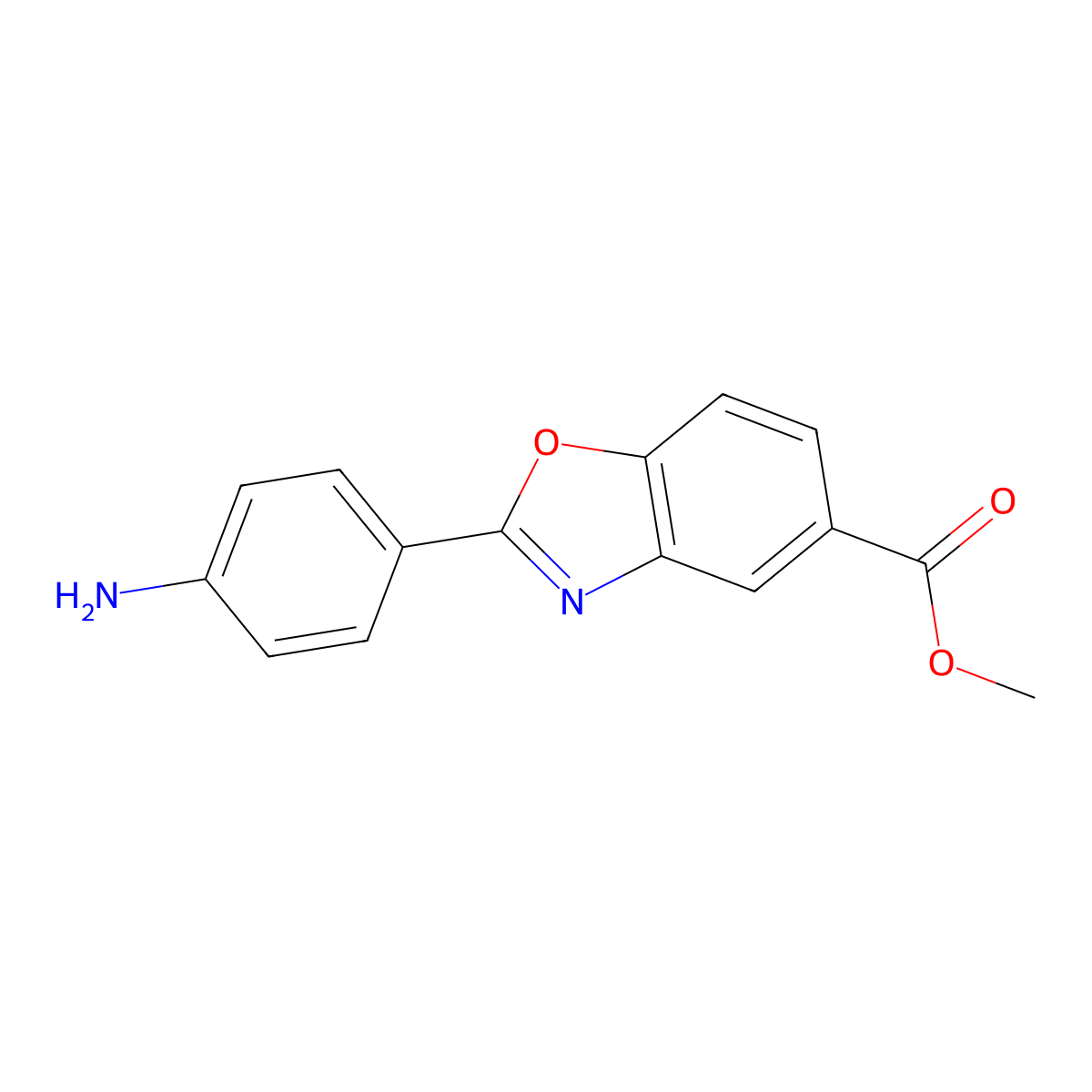 Methyl 2-(4-aminophenyl)-1,3-benzoxazole-5-carboxylate molecular structure, CAS 1554349-32-4