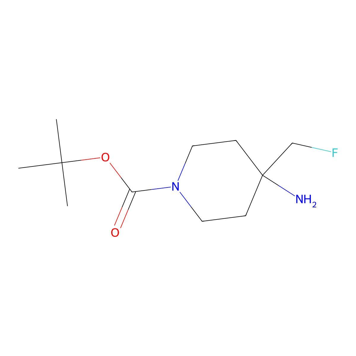 Tert-butyl 4-amino-4-(fluoromethyl)piperidine-1-carboxylate molecular structure, CAS 1554367-45-1