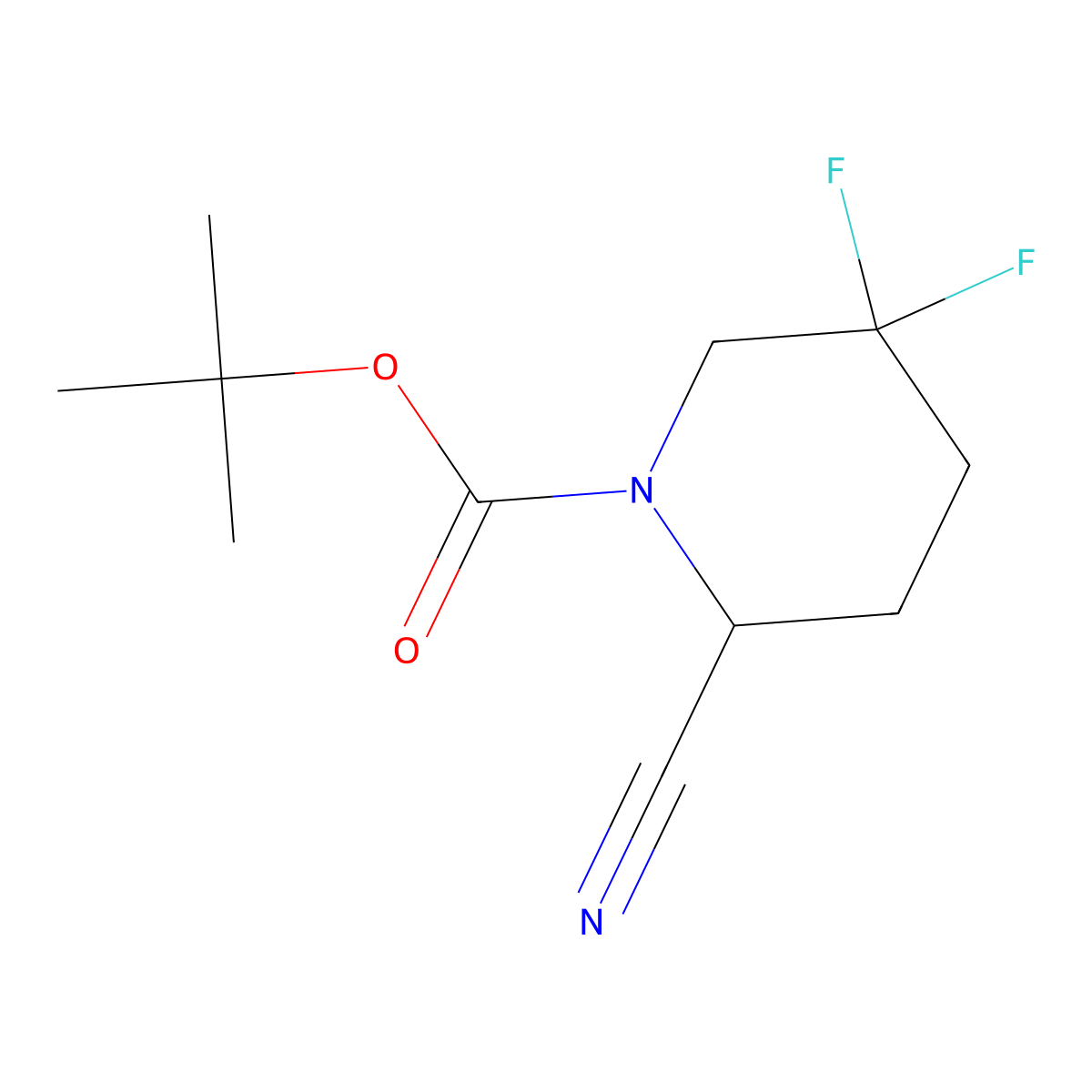 Tert-butyl 2-cyano-5,5-difluoropiperidine-1-carboxylate molecular structure, CAS 1554369-52-6