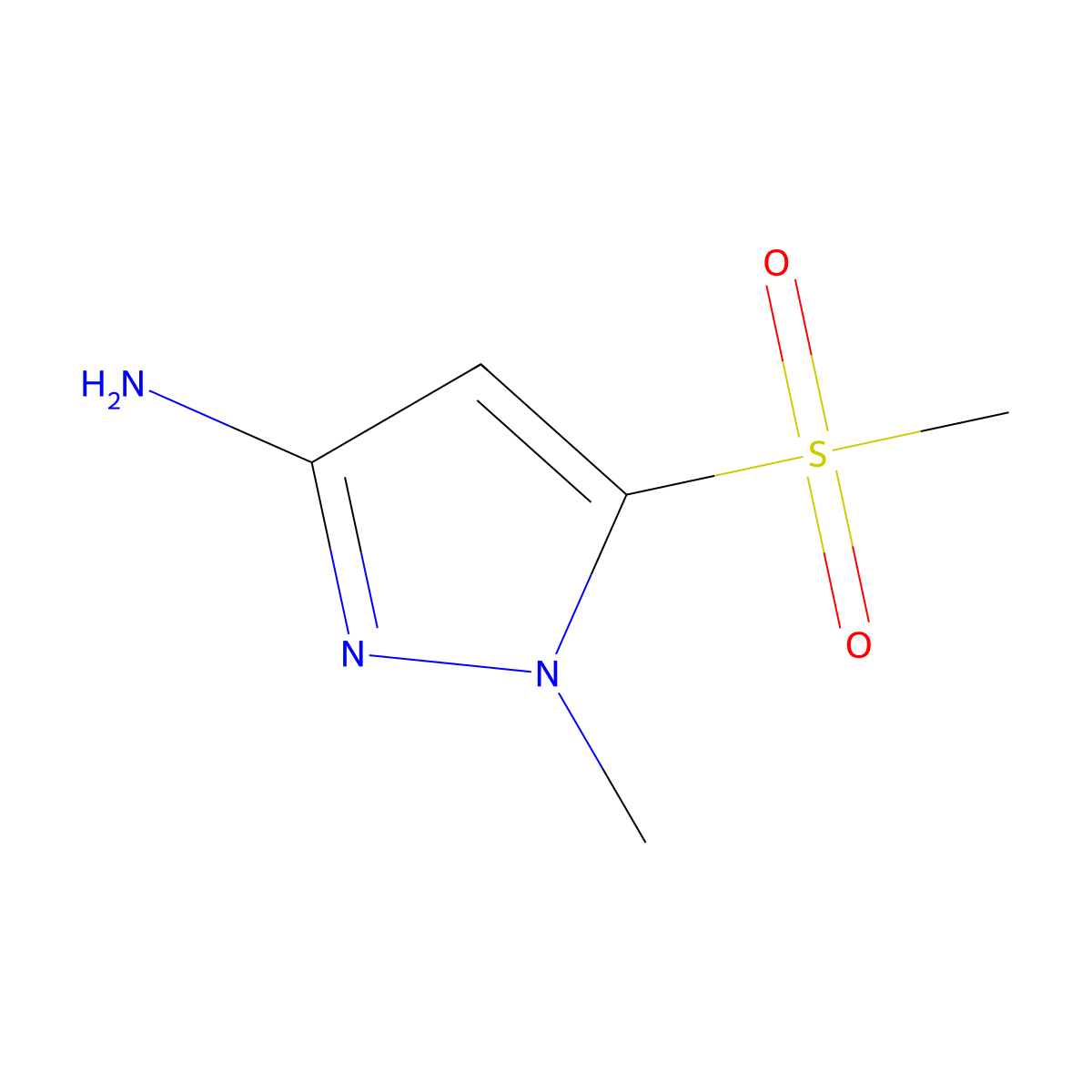5-methanesulfonyl-1-methyl-1H-pyrazol-3-amine molecular structure, CAS 1554371-05-9