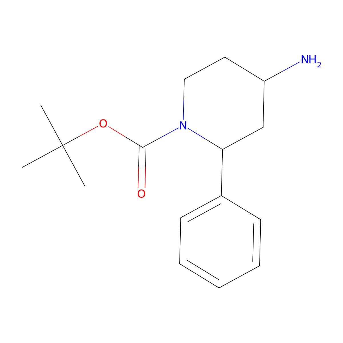 Tert-butyl 4-amino-2-phenylpiperidine-1-carboxylate molecular structure, CAS 1554371-73-1