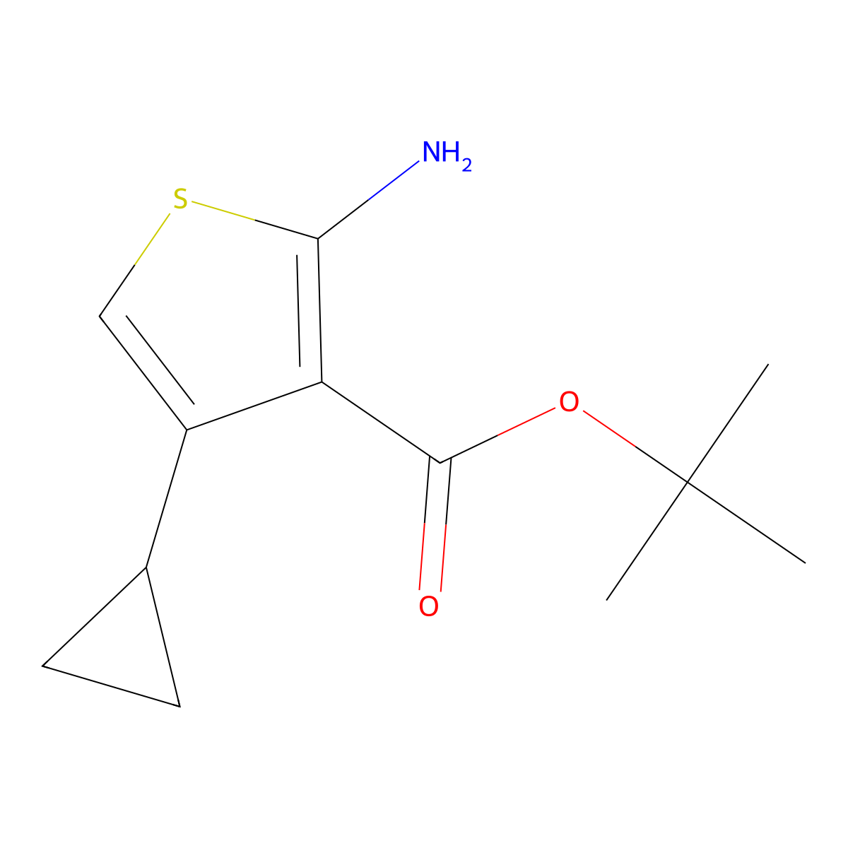Tert-butyl 2-amino-4-cyclopropylthiophene-3-carboxylate molecular structure, CAS 1554390-86-1