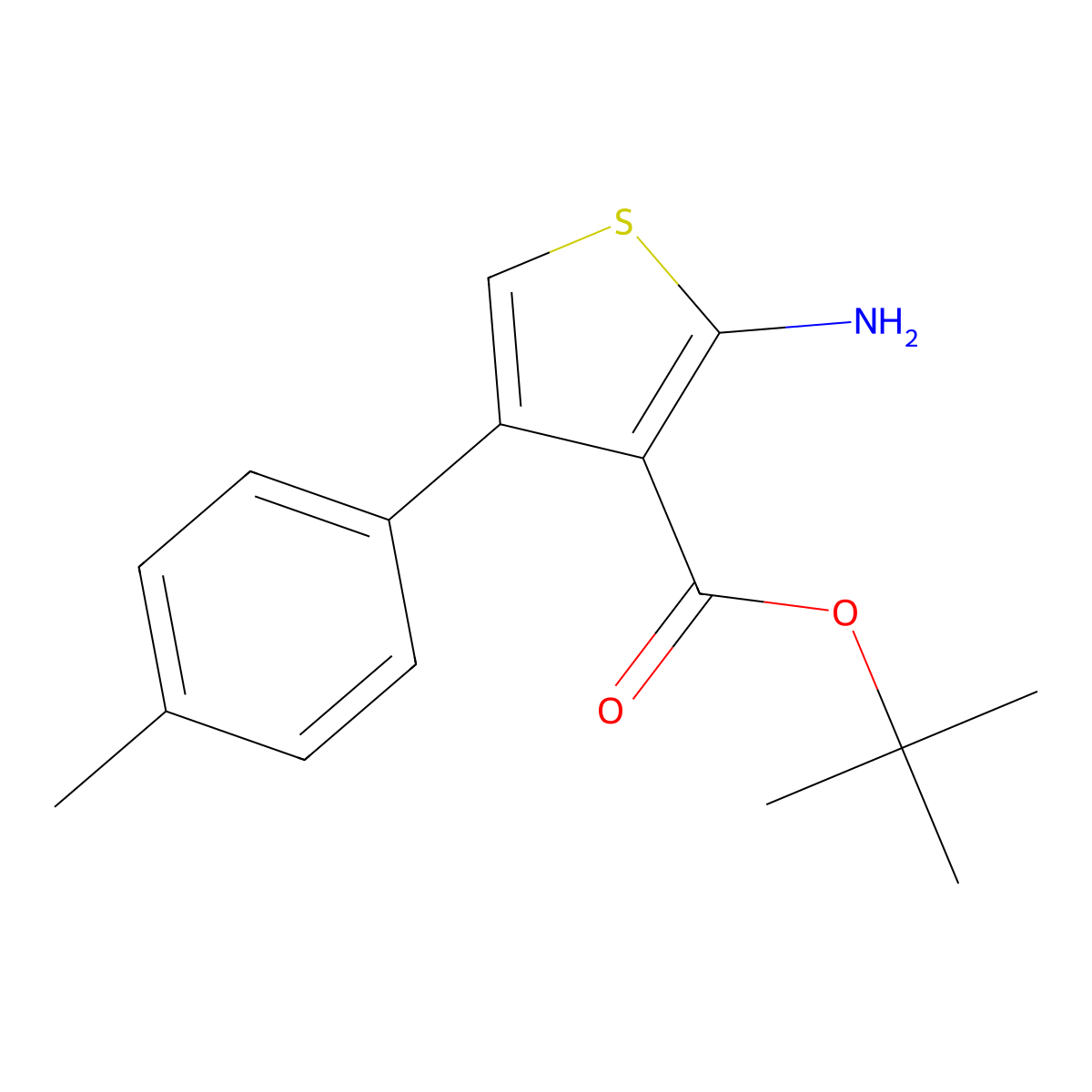Tert-butyl 2-amino-4-(4-methylphenyl)thiophene-3-carboxylate molecular structure, CAS 1554395-73-1