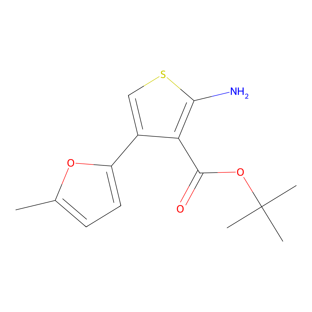 Tert-butyl 2-amino-4-(5-methylfuran-2-yl)thiophene-3-carboxylate molecular structure, CAS 1554395-80-0
