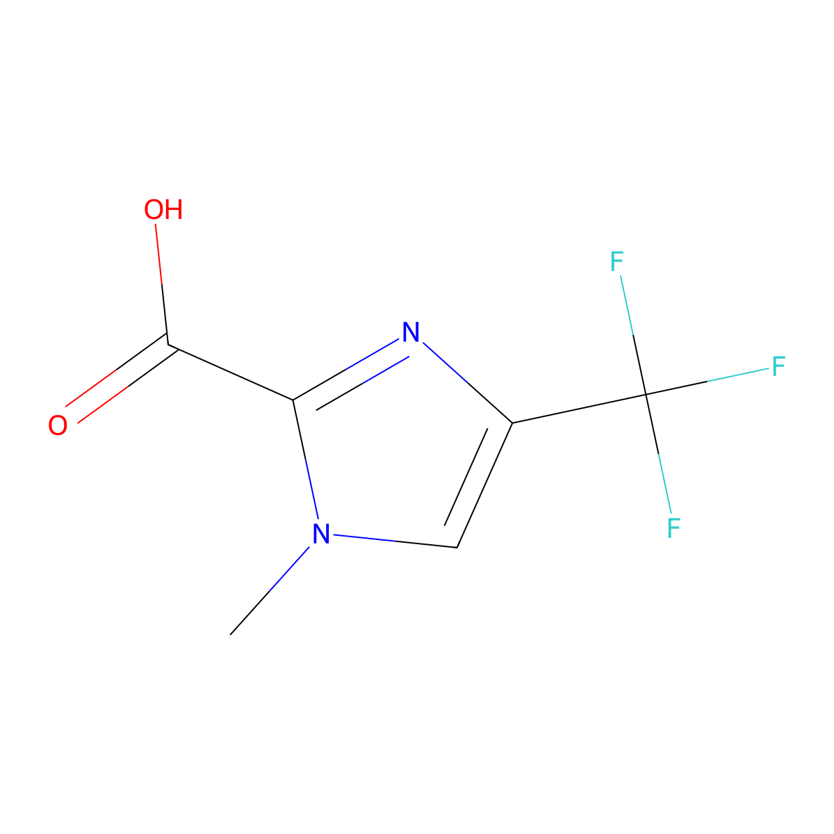 1-methyl-4-(trifluoromethyl)-1H-imidazole-2-carboxylic acid molecular structure, CAS 1554401-44-3