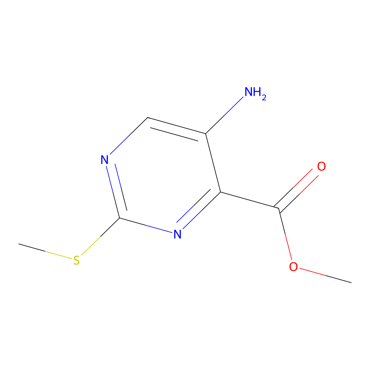 Methyl 5-amino-2-(methylthio)pyrimidine-4-carboxylate molecular structure, CAS 1554422-53-5