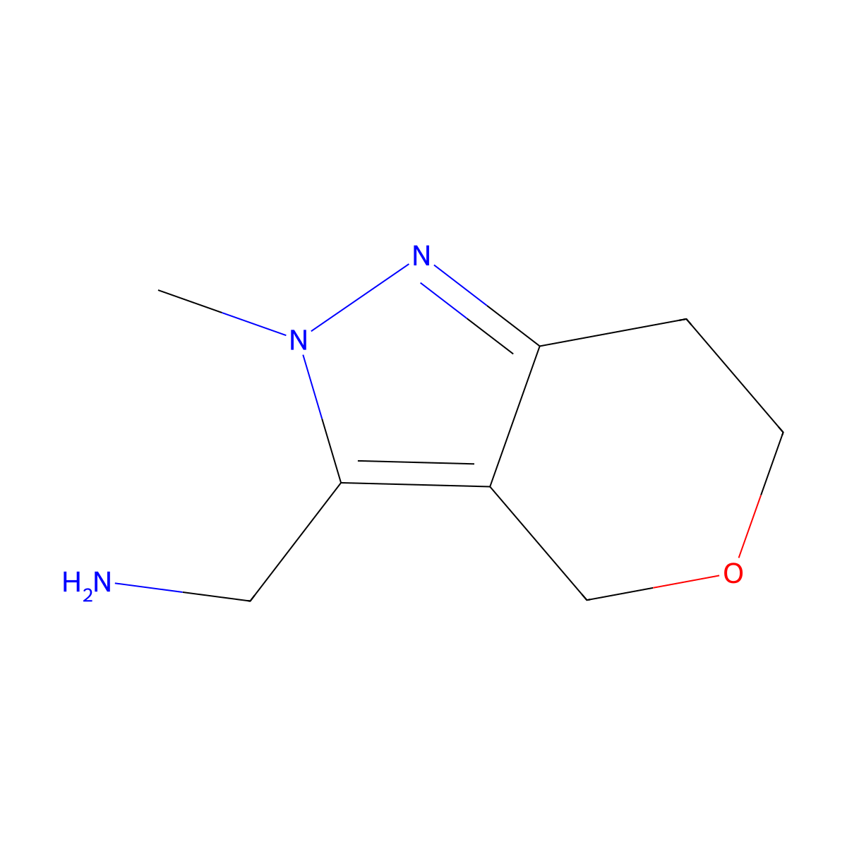 (2-Methyl-2,4,6,7-tetrahydropyrano[4,3-c]pyrazol-3-yl)methanamine molecular structure, CAS 1554428-14-6
