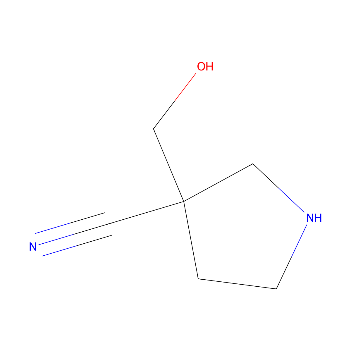 3-(Hydroxymethyl)pyrrolidine-3-carbonitrile molecular structure, CAS 1554429-73-0