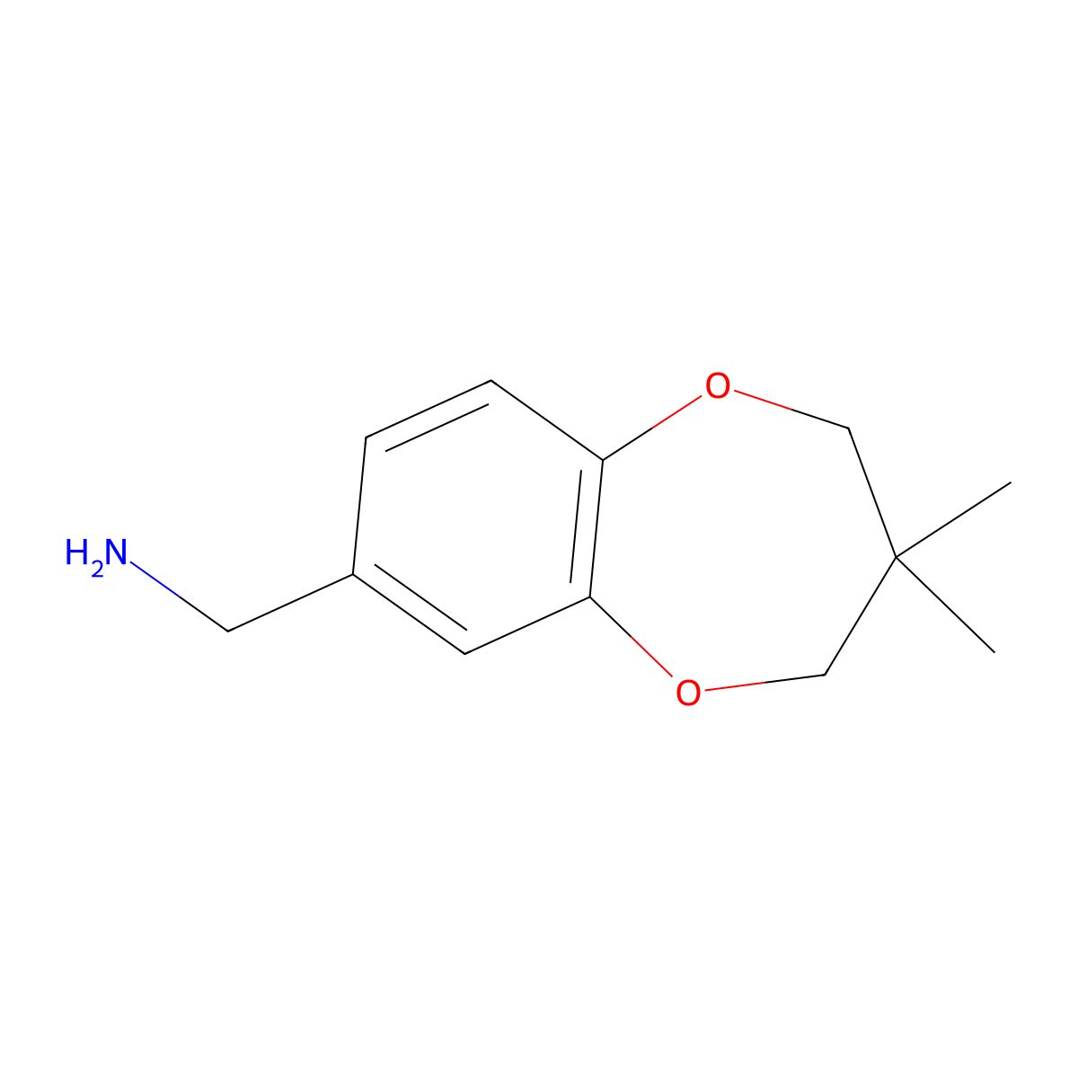 (3,3-dimethyl-3,4-dihydro-2H-benzo[b][1,4]dioxepin-7-yl)methanamine molecular structure, CAS 1554433-67-8
