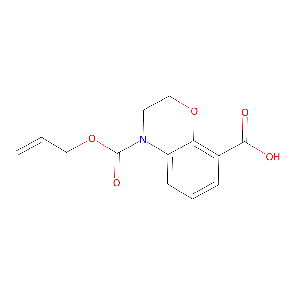 4-[(prop-2-en-1-yloxy)carbonyl]-3,4-dihydro-2H-1,4-benzoxazine-8-carboxylic acid molecular structure, CAS 1554445-65-6