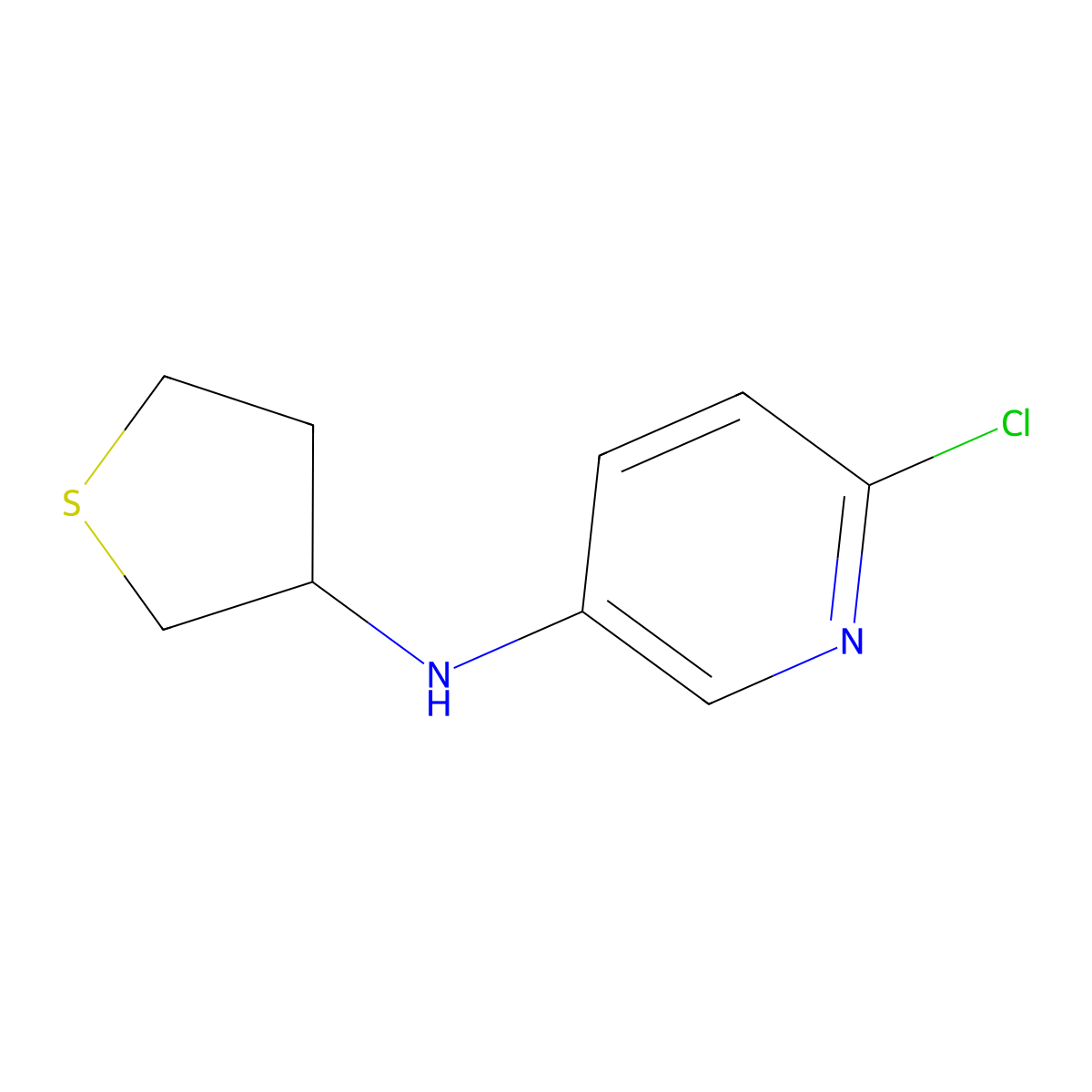 6-chloro-N-(thiolan-3-yl)pyridin-3-amine molecular structure, CAS 1554447-13-0