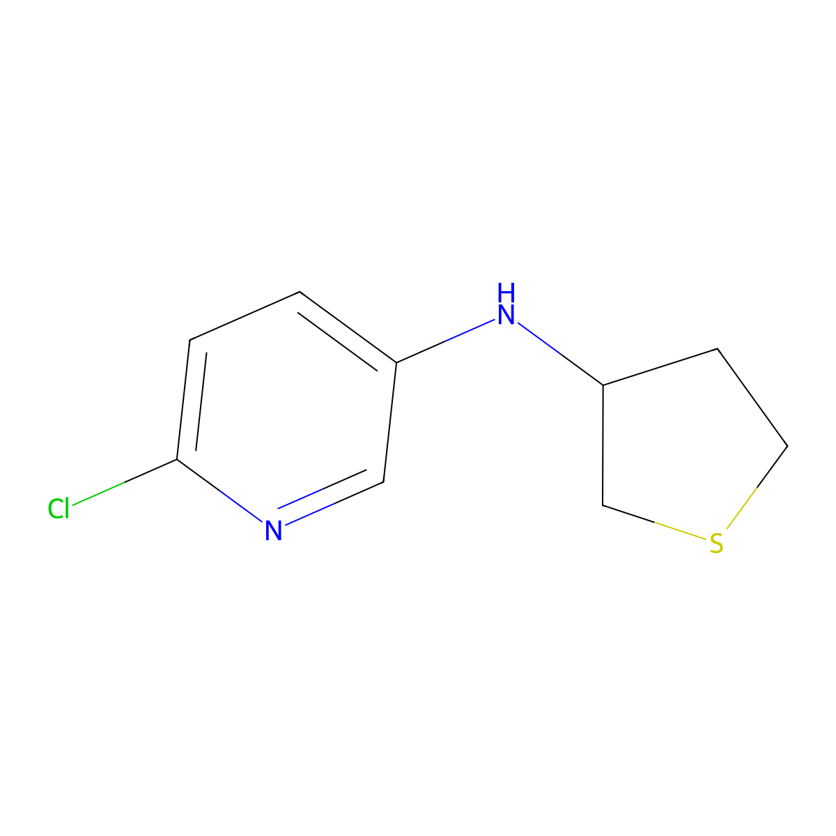 6-chloro-N-(thiolan-3-yl)pyridin-3-amine molecular structure, CAS 1554447-13-0