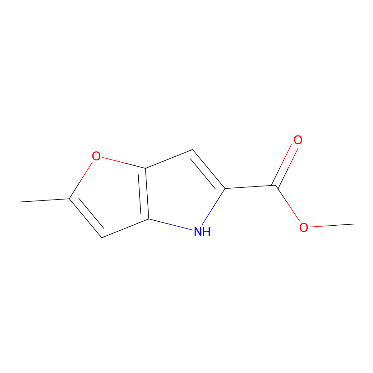 methyl 2-methyl-4H-furo[3,2-b]pyrrole-5-carboxylate molecular structure, CAS 155445-28-6