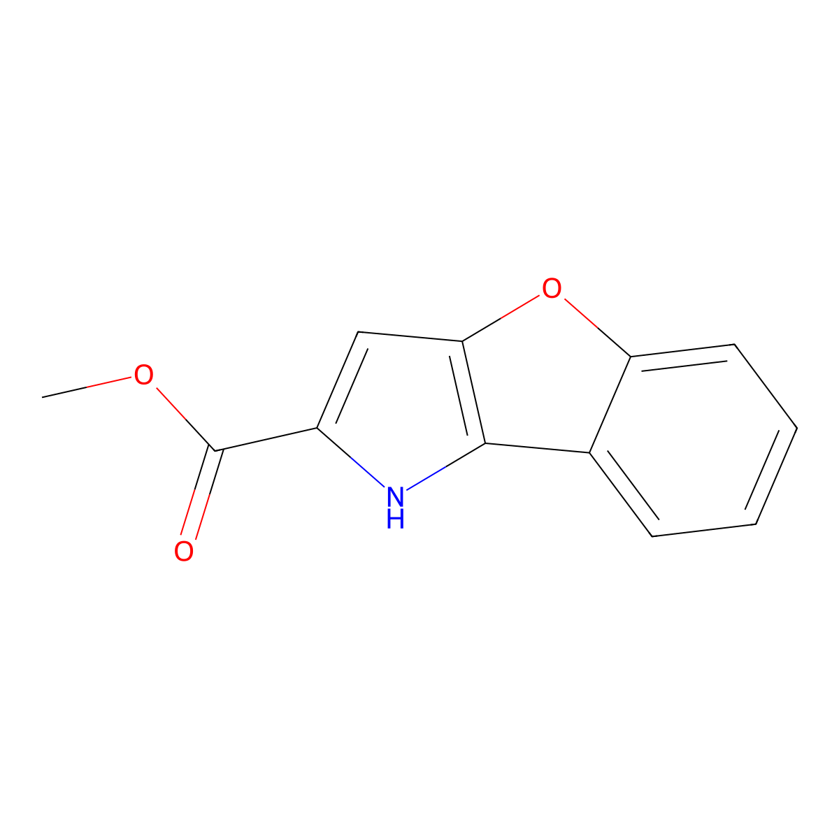 Methyl 1H-benzofuro(3,2-b)pyrrole-2-carboxylate molecular structure, CAS 155445-31-1