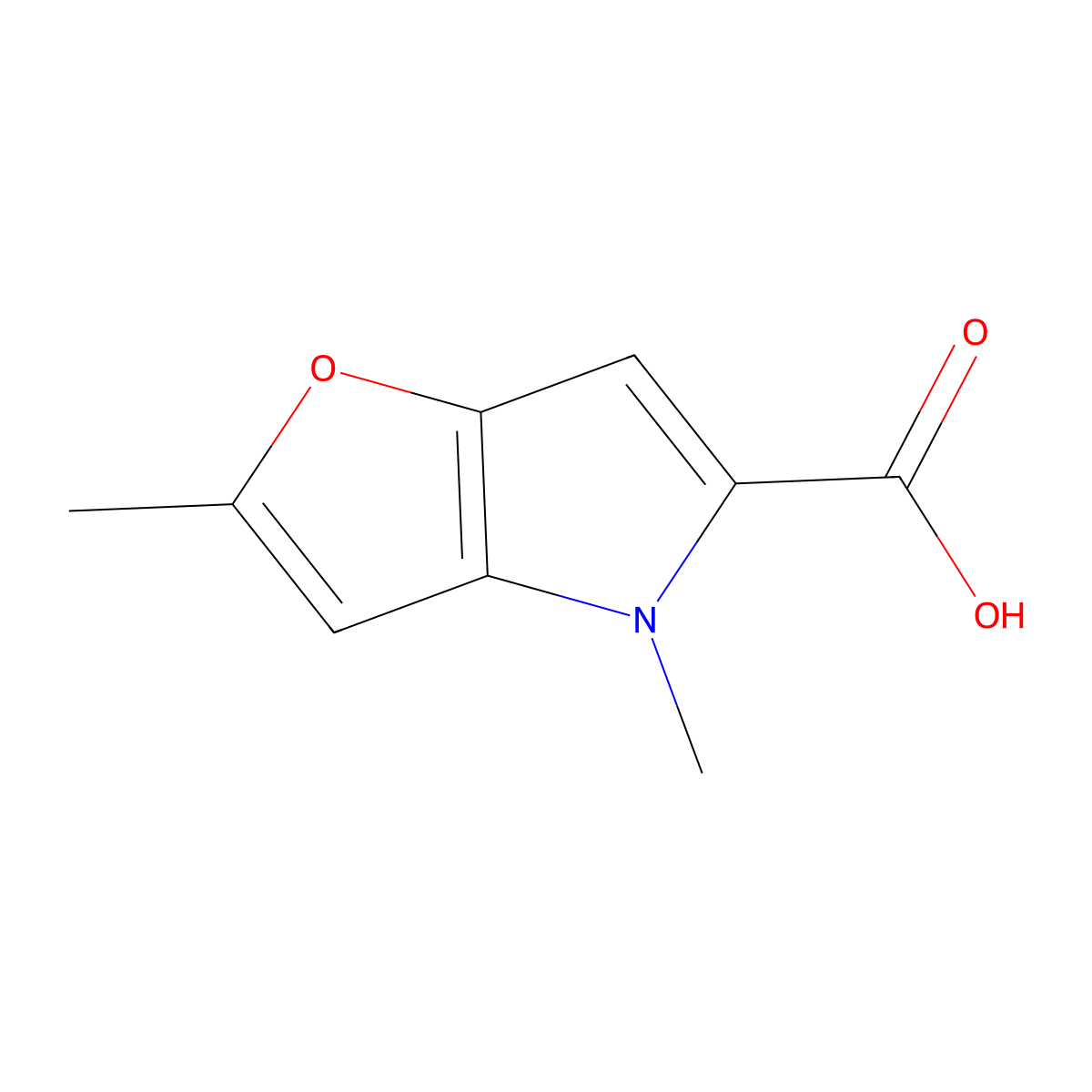 2,4-Dimethyl-4H-furo[3,2-b]pyrrole-5-carboxylic acid molecular structure, CAS 155445-40-2