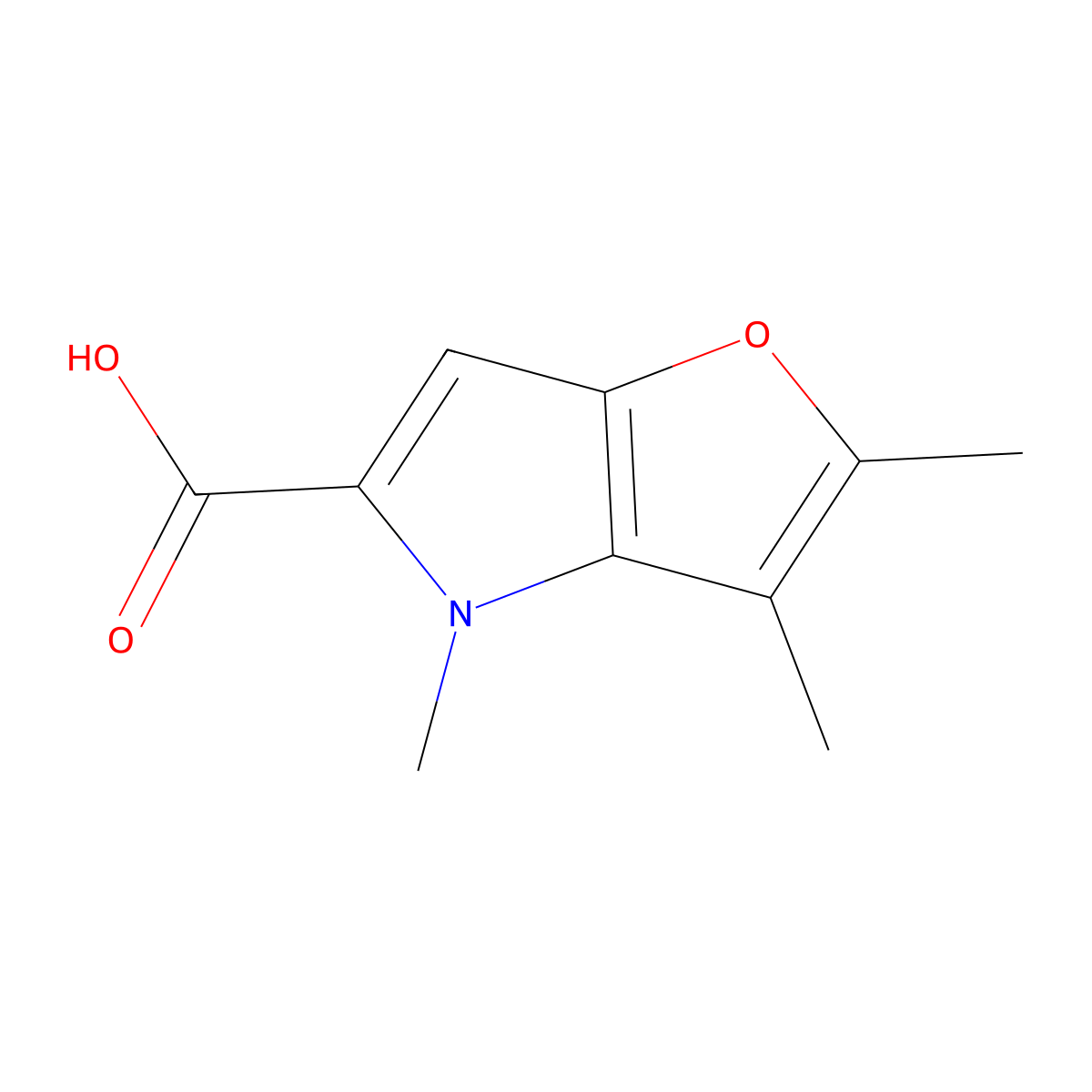 2,3,4-Trimethyl-4H-furo[3,2-b]pyrrole-5-carboxylic acid molecular structure, CAS 155445-41-3