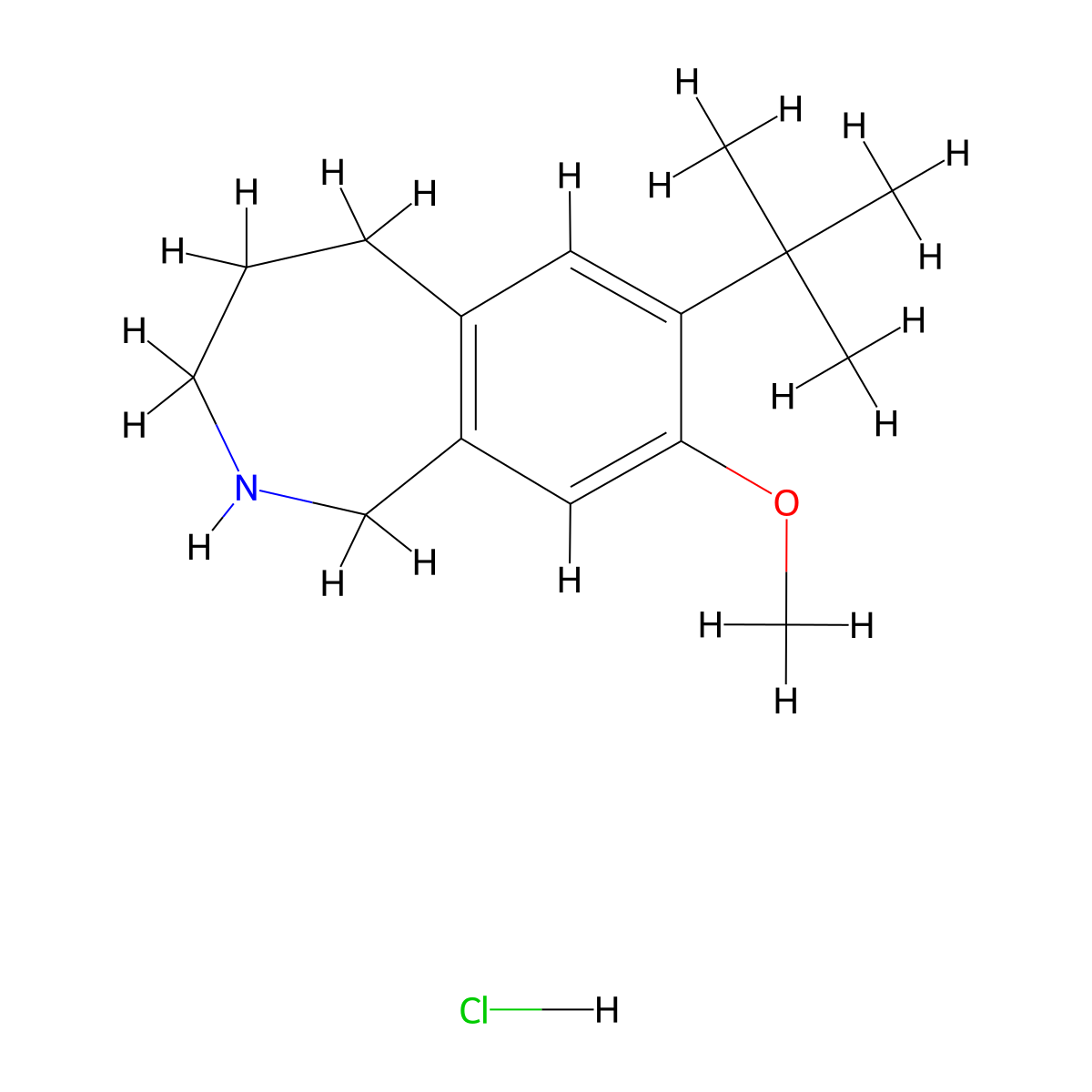7-tert-butyl-8-methoxy-2,3,4,5-tetrahydro-1H-2-benzazepine hydrochloride molecular structure, CAS 1554455-11-6
