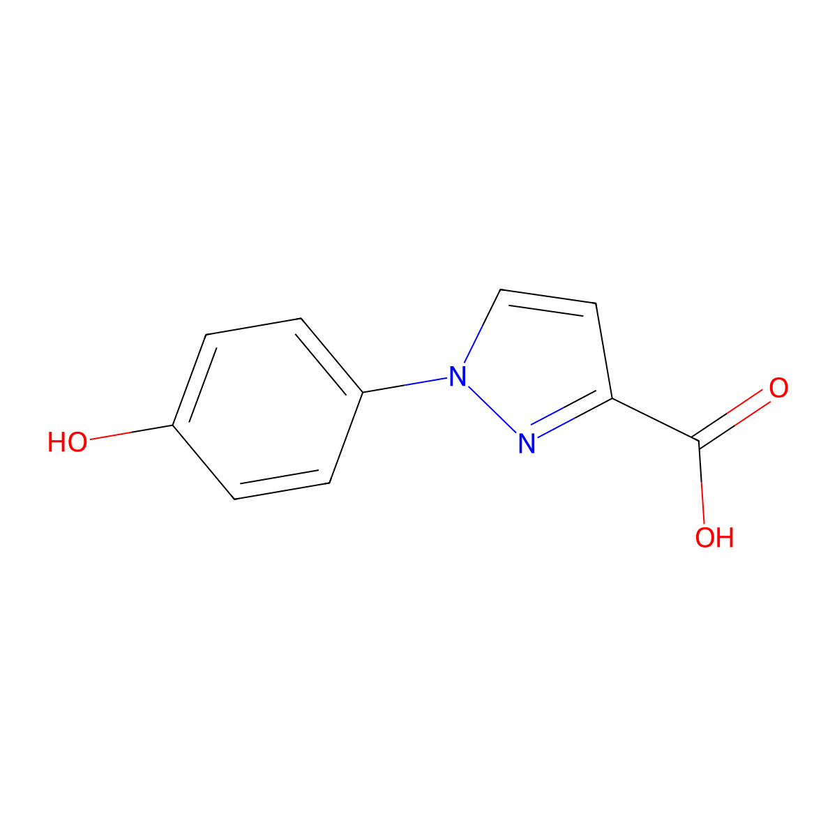 1-(4-hydroxyphenyl)-1H-pyrazole-3-carboxylic acid molecular structure, CAS 1554456-89-1