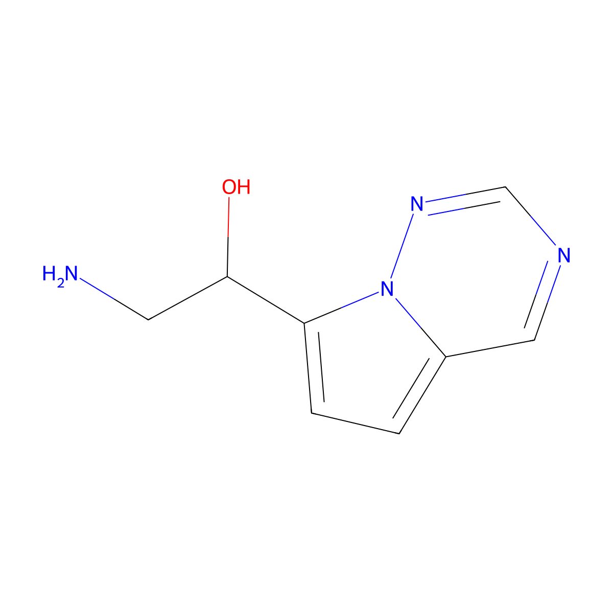 2-Amino-1-{pyrrolo[2,1-f][1,2,4]triazin-7-yl}ethan-1-ol molecular structure, CAS 1554478-66-8