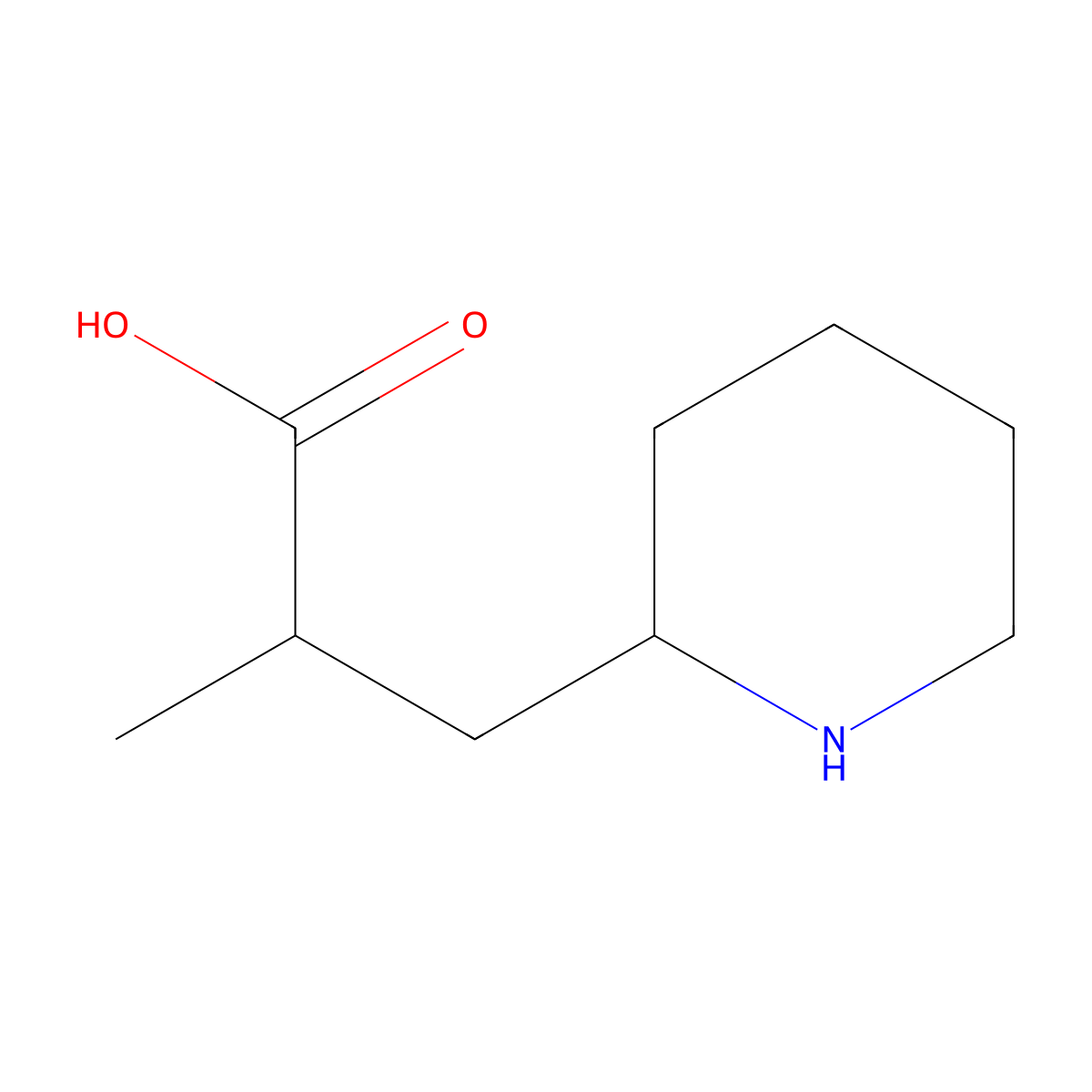 2-Methyl-3-(piperidin-2-yl)propanoic acid molecular structure, CAS 1554478-93-1