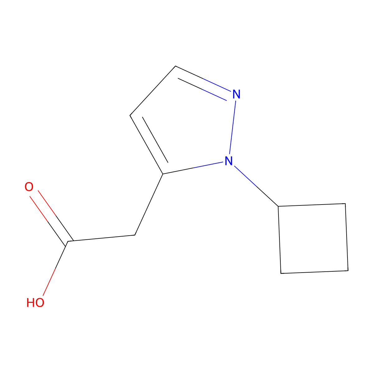 2-(1-Cyclobutyl-1H-pyrazol-5-yl)acetic acid molecular structure, CAS 1554481-84-3