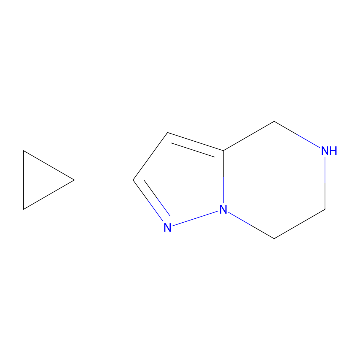 2-cyclopropyl-4H,5H,6H,7H-pyrazolo[1,5-a]pyrazine molecular structure, CAS 1554484-85-3
