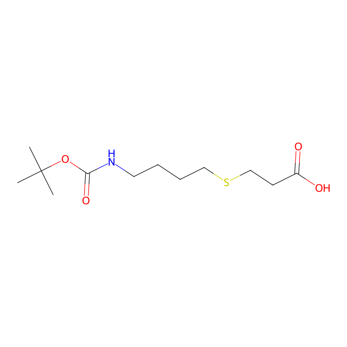 3-((4-((tert-Butoxycarbonyl)amino)butyl)thio)propanoic acid molecular structure, CAS 1554516-76-5