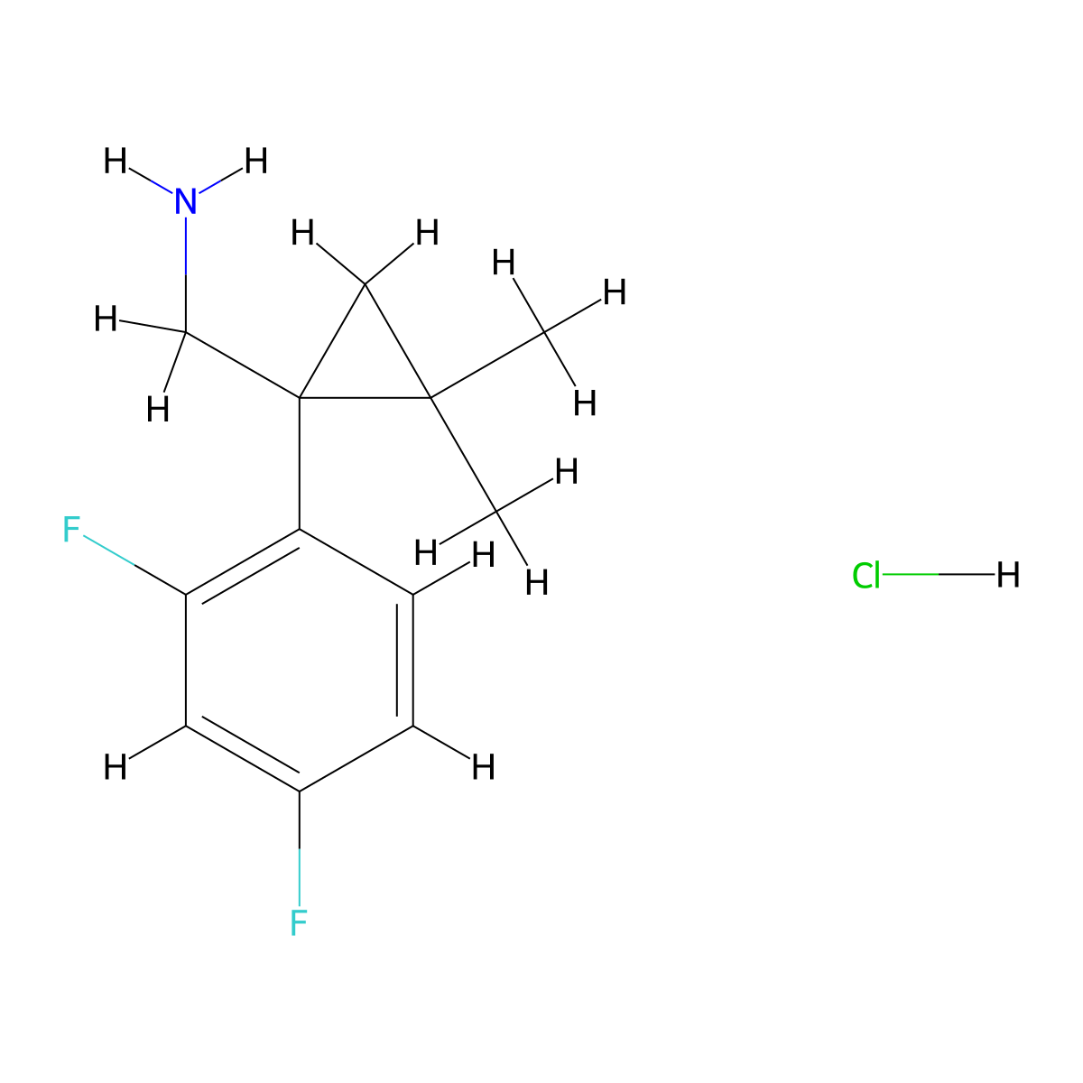 [1-(2,4-Difluorophenyl)-2,2-dimethylcyclopropyl]methanamine hydrochloride molecular structure, CAS 1554561-38-4
