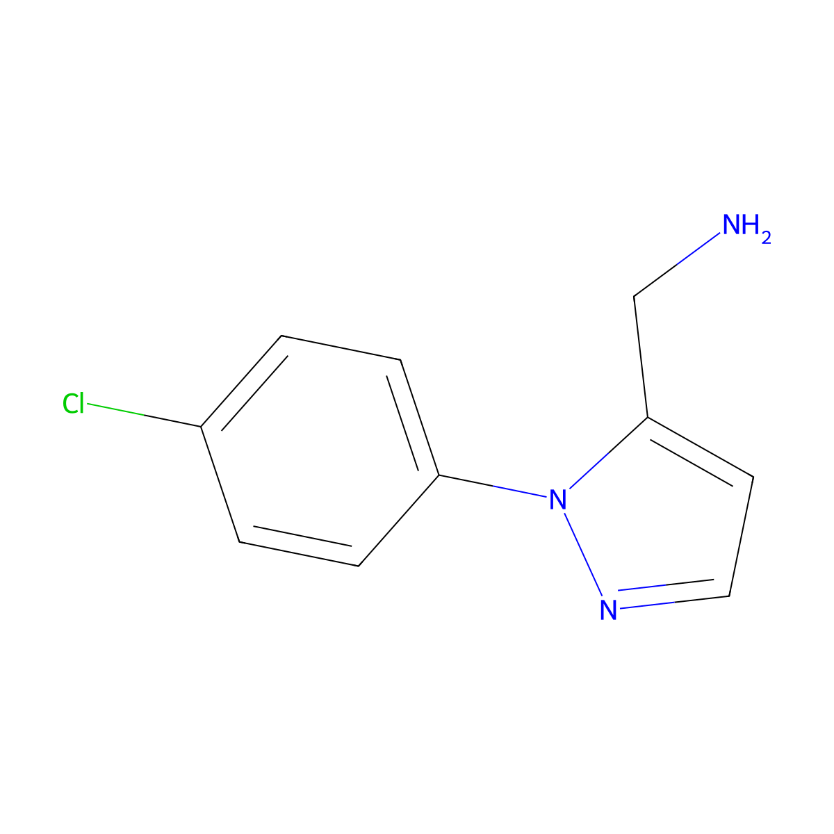 1-[1-(4-chlorophenyl)-1H-pyrazol-5-yl]methanamine molecular structure, CAS 1554563-84-6