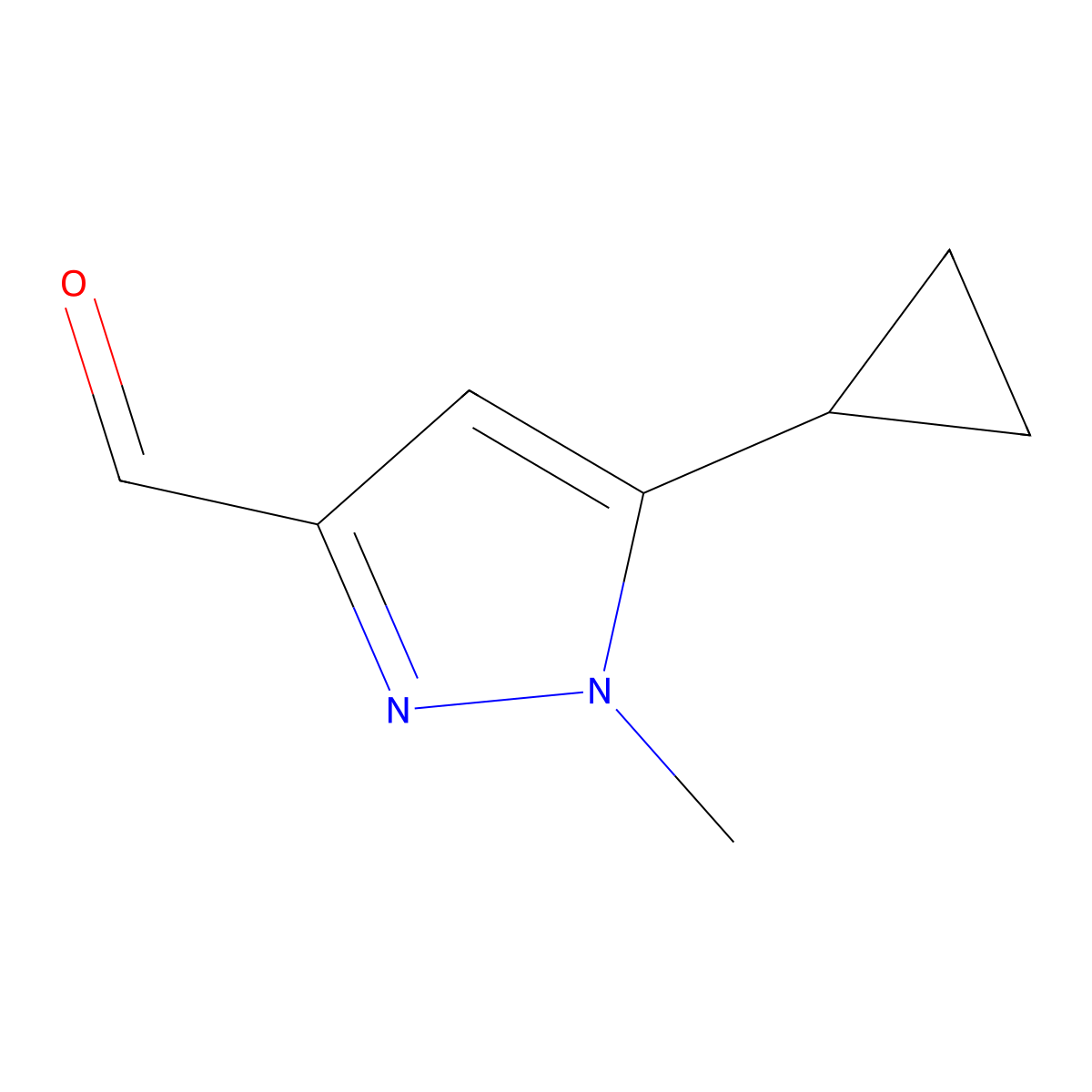 5-cyclopropyl-1-methyl-1H-pyrazole-3-carbaldehyde molecular structure, CAS 1554583-20-8