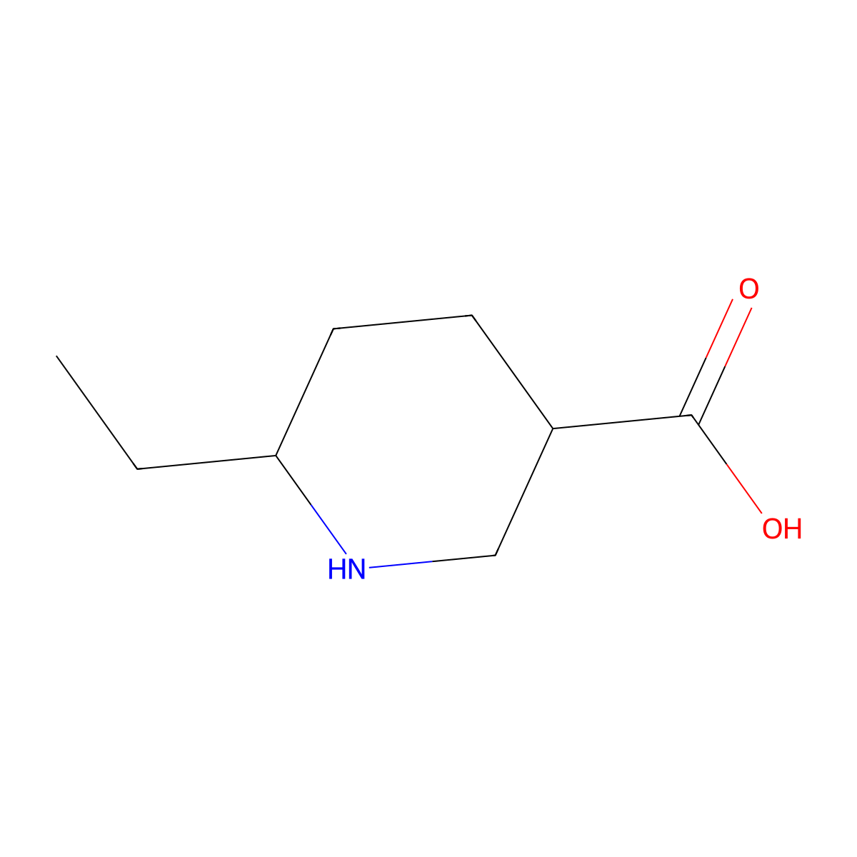 6-Ethylpiperidine-3-carboxylic acid molecular structure, CAS 1554584-30-3