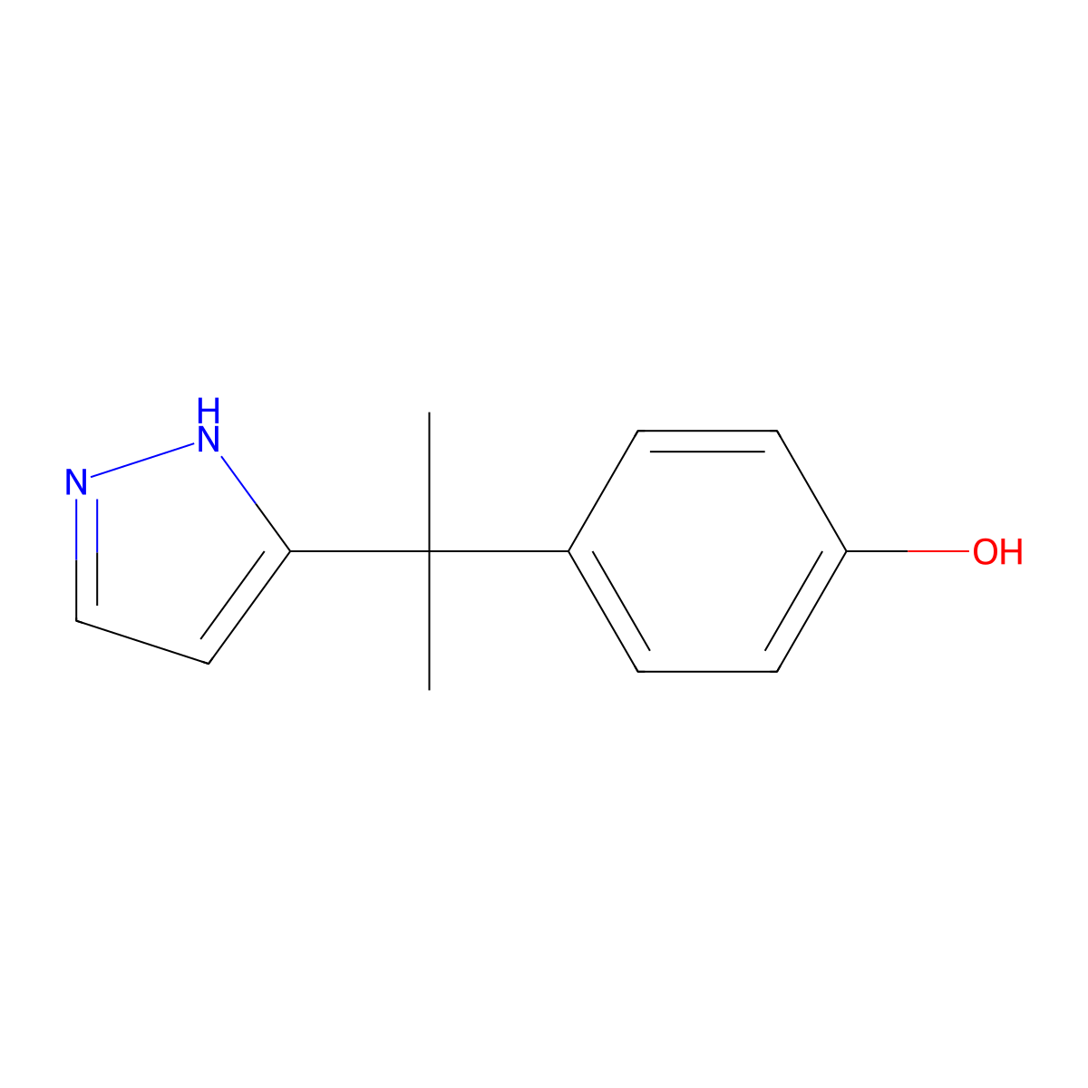 4-(2-(1H-pyrazol-5-yl)propan-2-yl)phenol molecular structure, CAS 1554586-90-1