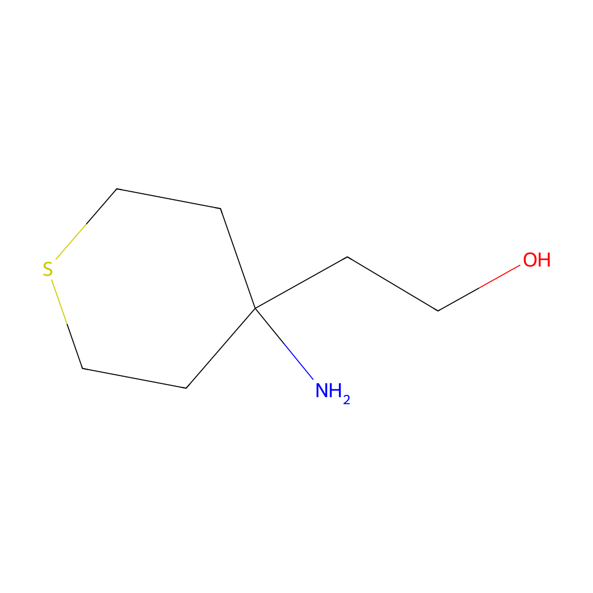 2-(4-Aminothian-4-yl)ethan-1-ol molecular structure, CAS 1554590-33-8