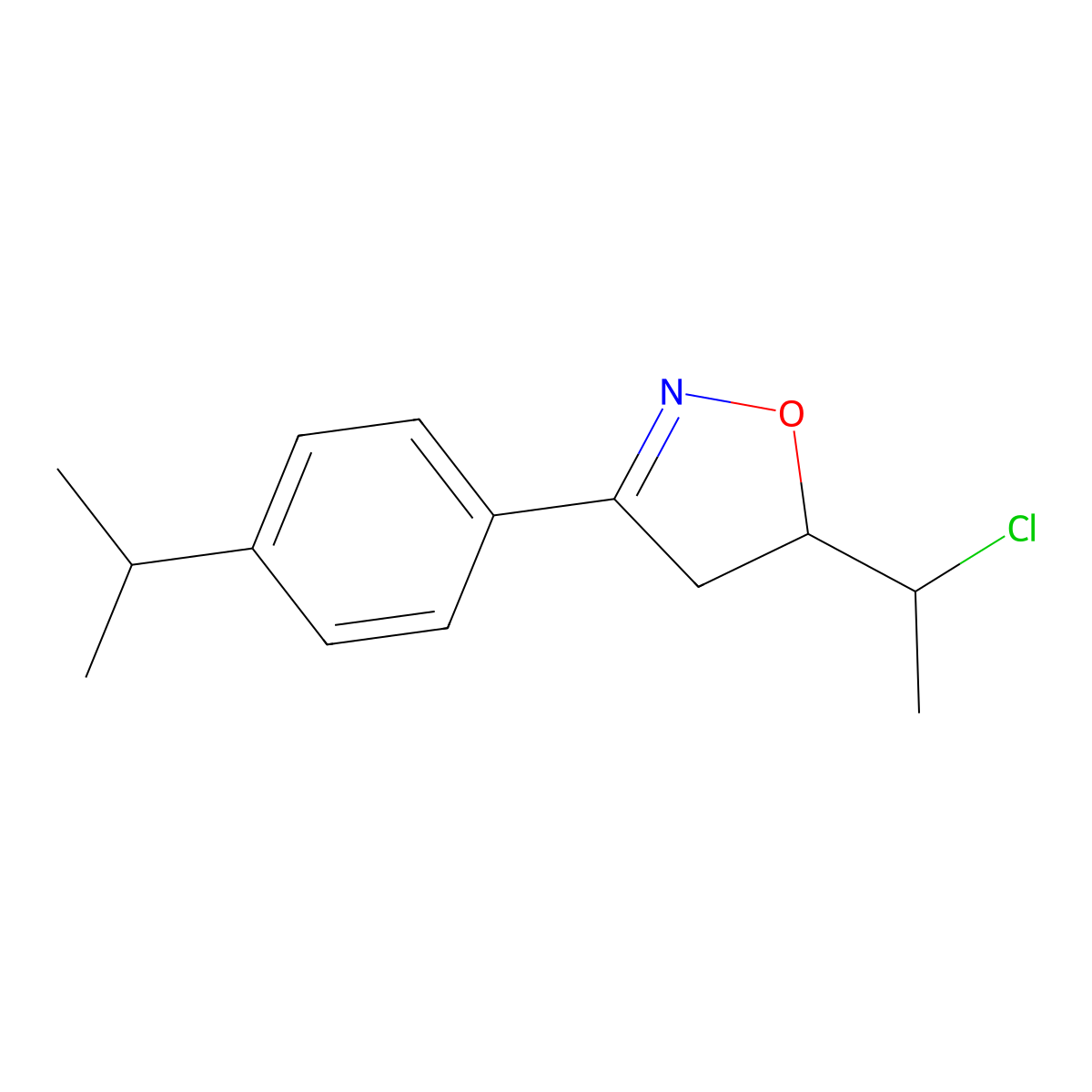 5-(1-Chloroethyl)-3-[4-(propan-2-yl)phenyl]-4,5-dihydro-1,2-oxazole molecular structure, CAS 1554617-56-9