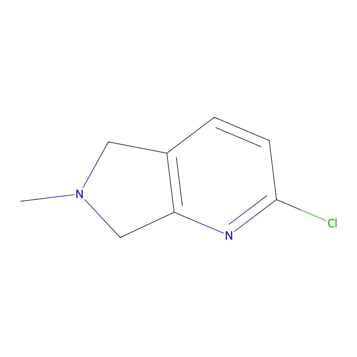 2-chloro-6-methyl-5H,6H,7H-pyrrolo[3,4-b]pyridine molecular structure, CAS 1554652-03-7