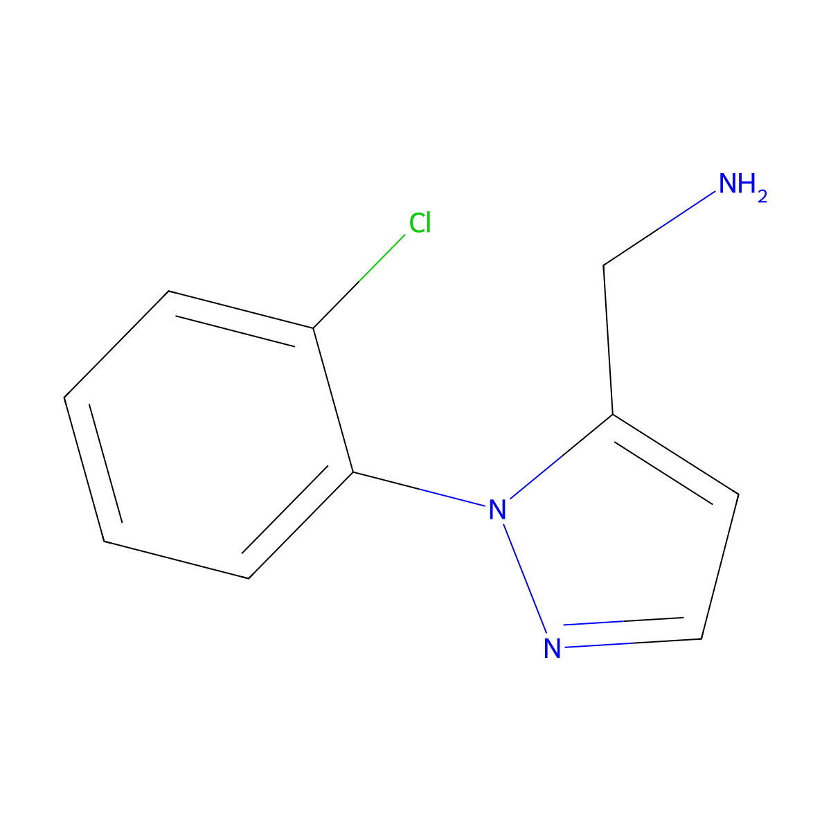 1-[1-(2-chlorophenyl)-1H-pyrazol-5-yl]methanamine molecular structure, CAS 1554653-70-1