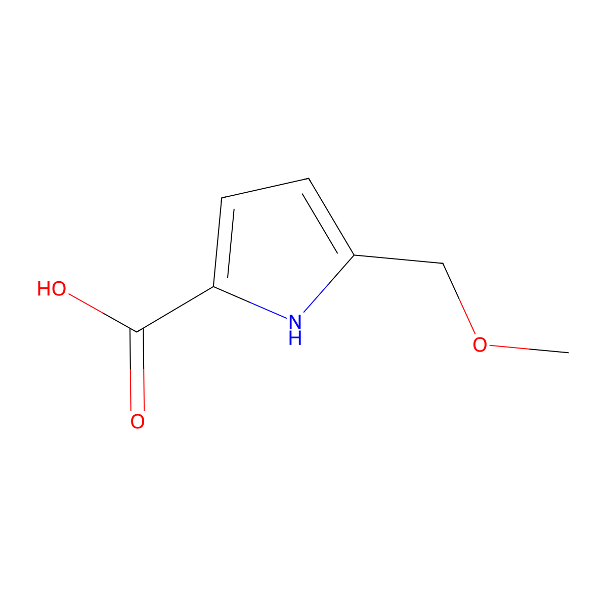 5-(methoxymethyl)-1H-pyrrole-2-carboxylic acid molecular structure, CAS 1554659-27-6