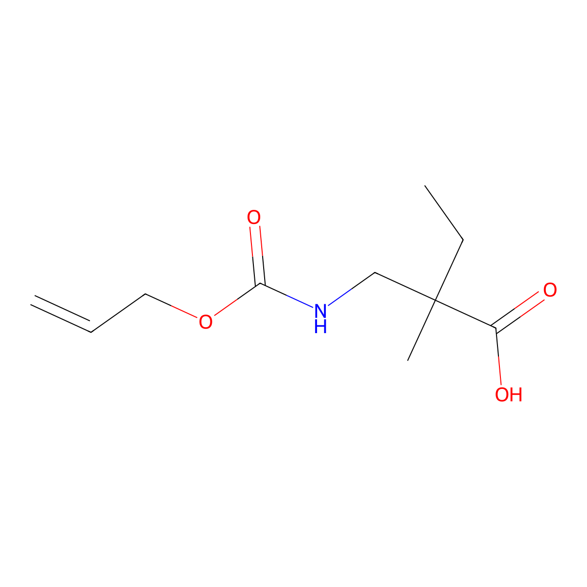 2-Methyl-2-({[(prop-2-en-1-yloxy)carbonyl]amino}methyl)butanoic acid molecular structure, CAS 1554672-35-3