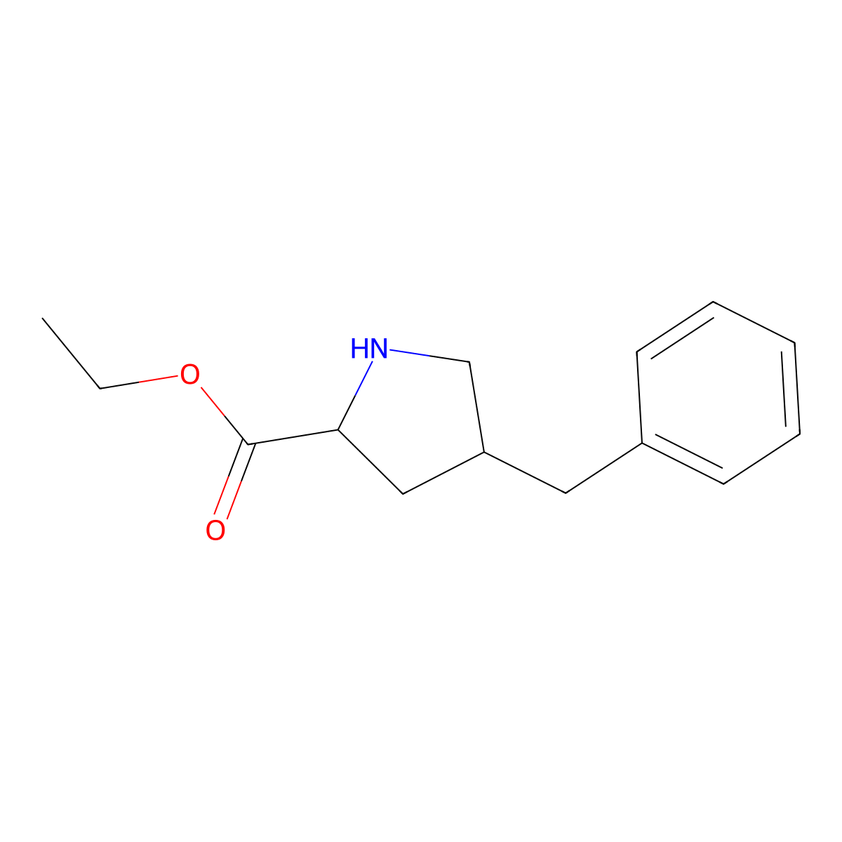rac-ethyl (2R,4R)-4-benzylpyrrolidine-2-carboxylate molecular structure, CAS 155472-17-6