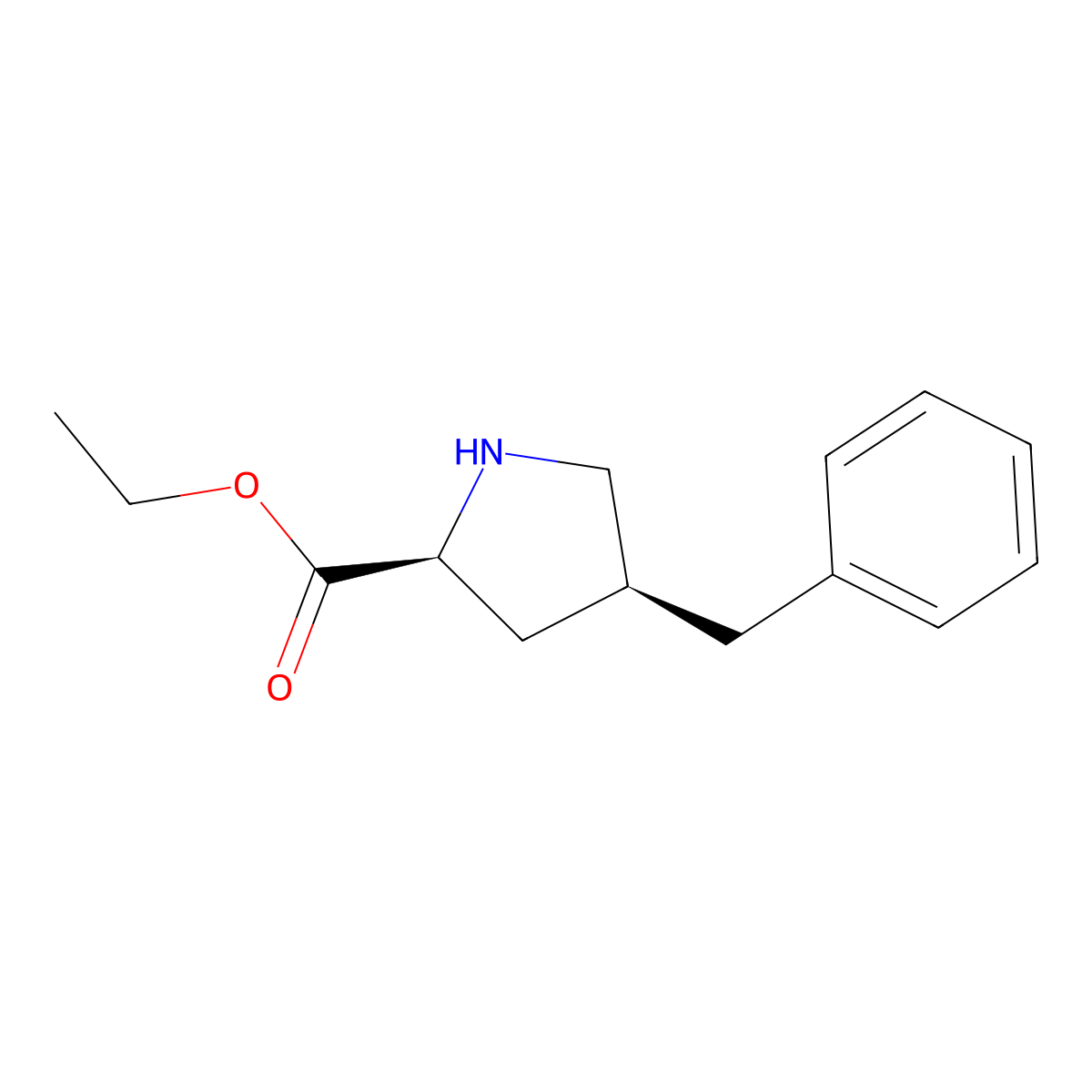 rac-ethyl (2R,4R)-4-benzylpyrrolidine-2-carboxylate molecular structure, CAS 155472-17-6