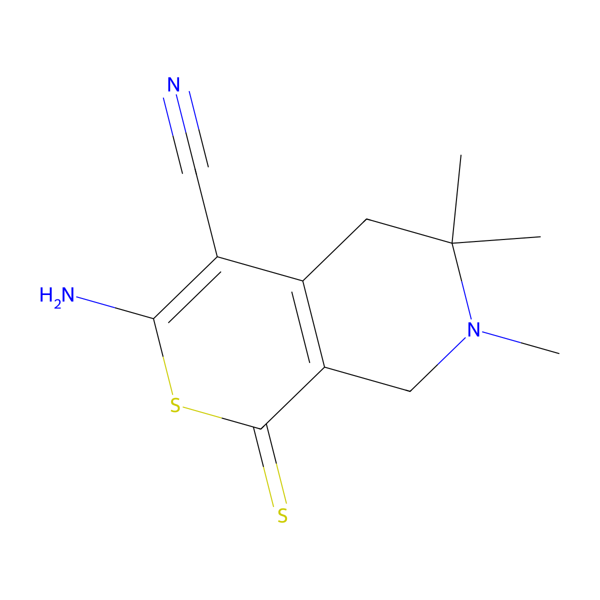 3-amino-6,6,7-trimethyl-1-thioxo-5,6,7,8-tetrahydro-1H-thiopyrano[3,4-c]pyridine-4-carbonitrile molecular structure, CAS 155473-87-3