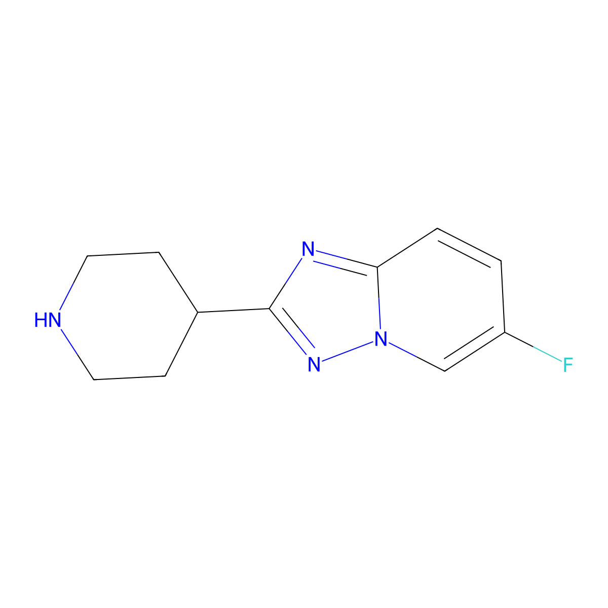 4-{6-Fluoro-[1,2,4]triazolo[1,5-a]pyridin-2-yl}piperidine molecular structure, CAS 1554783-45-7