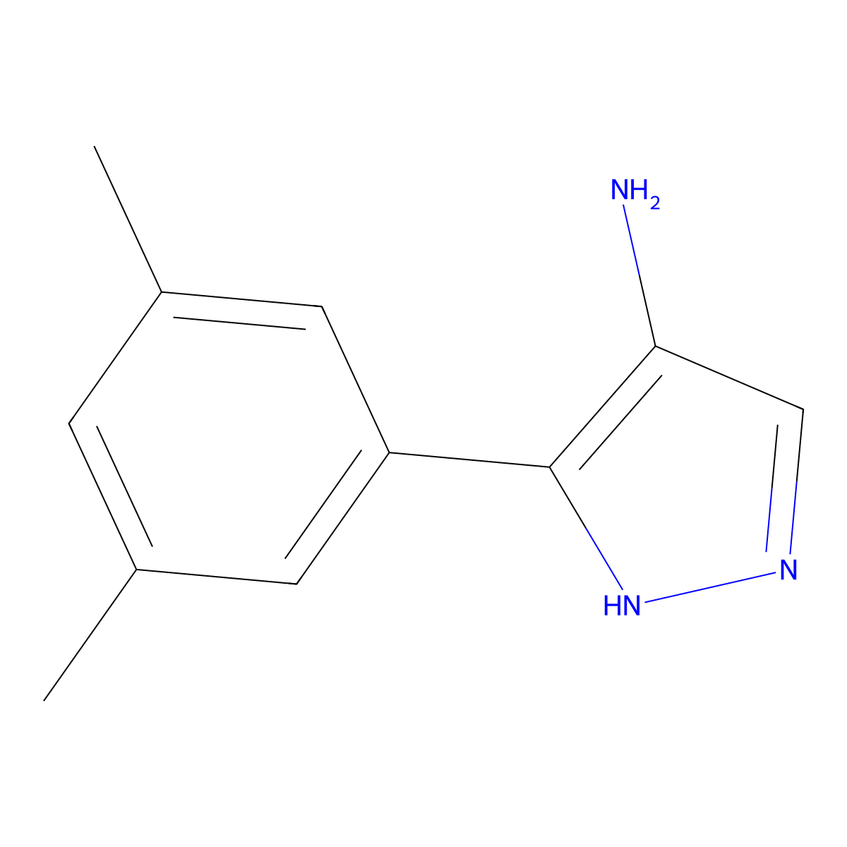 5-(3,5-dimethylphenyl)-1H-pyrazol-4-amine molecular structure, CAS 1554787-57-3