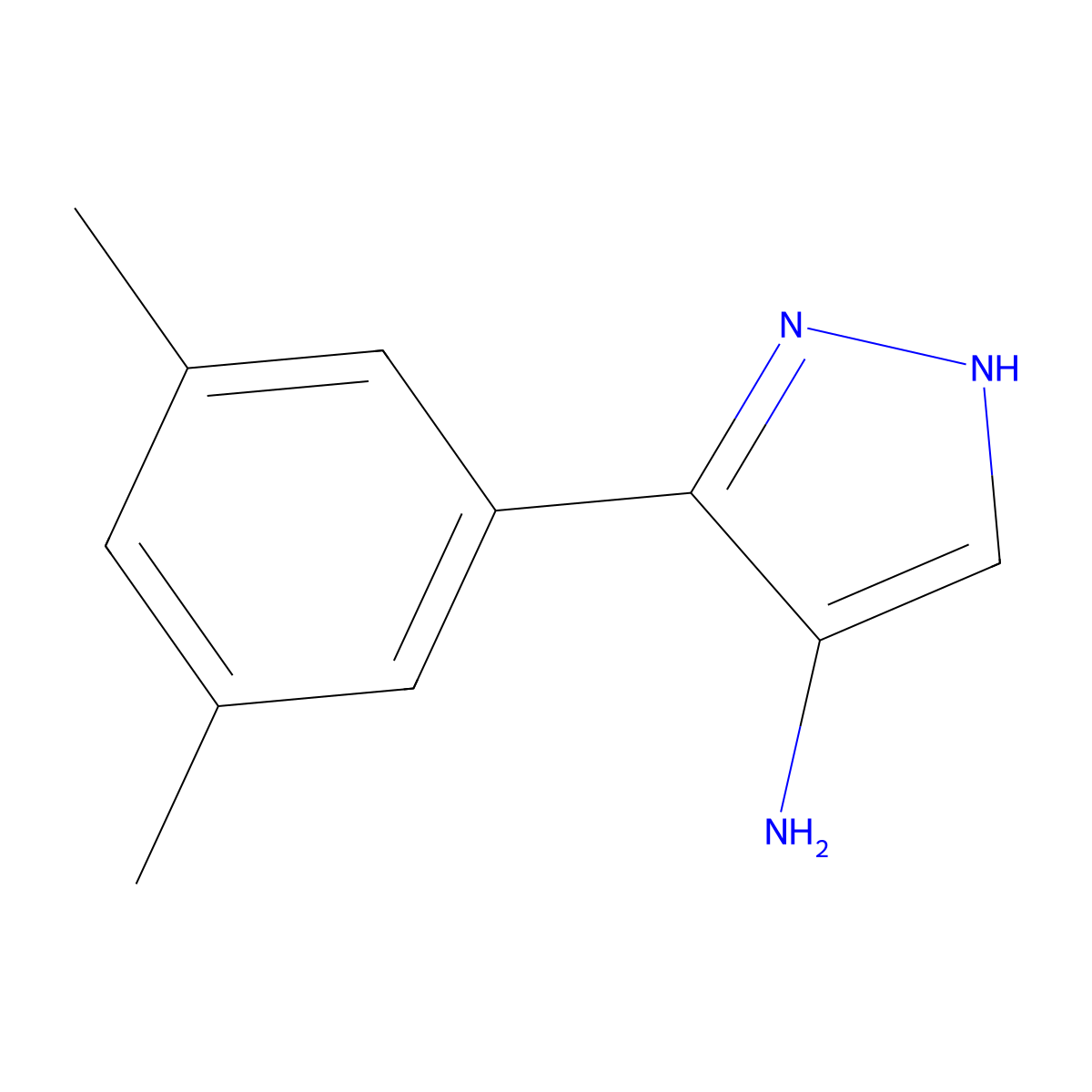 5-(3,5-dimethylphenyl)-1H-pyrazol-4-amine molecular structure, CAS 1554787-57-3