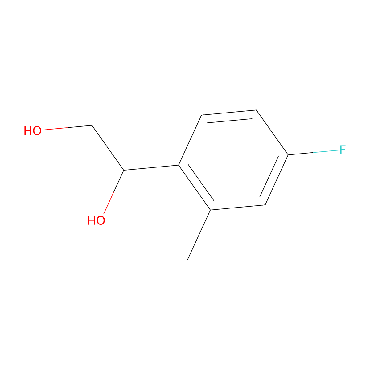 1-(4-Fluoro-2-methylphenyl)ethane-1,2-diol molecular structure, CAS 1554813-37-4