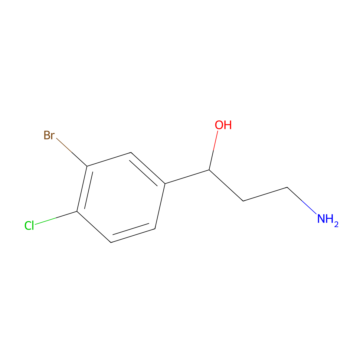 3-Amino-1-(3-bromo-4-chlorophenyl)propan-1-ol molecular structure, CAS 1554826-01-5