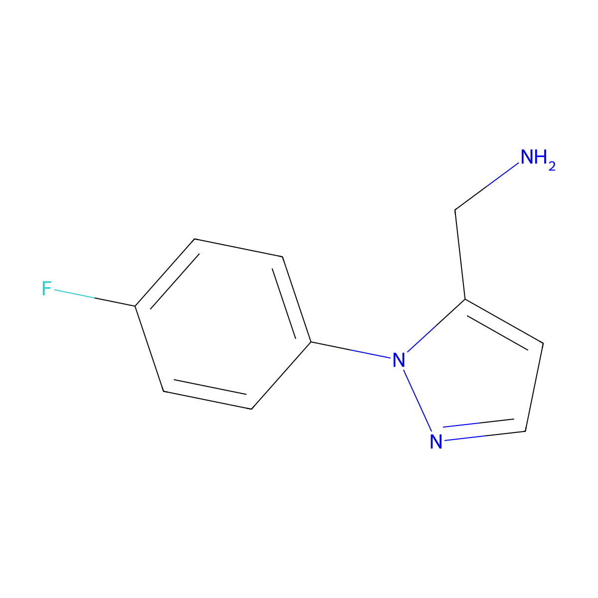 1-[1-(4-fluorophenyl)-1H-pyrazol-5-yl]methanamine molecular structure, CAS 1554829-83-2